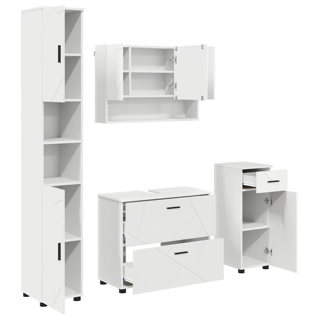 vidaXL Set di mobili per il bagno 4 pcs Bianco 30 x 35 x 192 cm