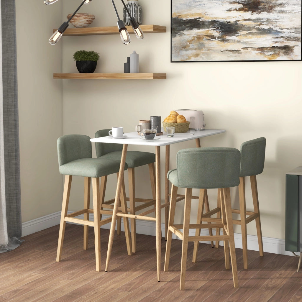 Tavolo da bar rettangolare 4 persone ¨C Zephmum ¨C Effetto legno bianco 118x58x98 cm