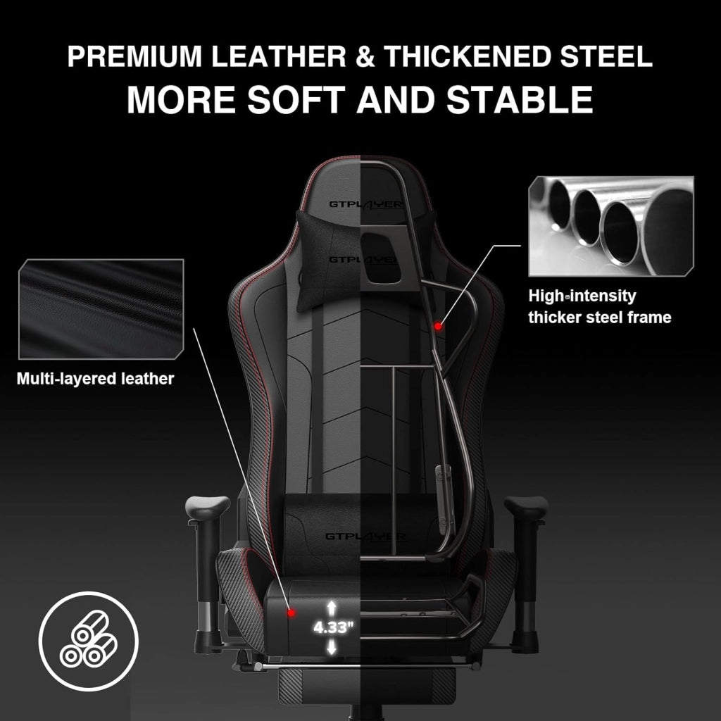 Sedia da gaming, con poggiapiedi, altoparlante Bluetooth, ergonomica, da ufficio, da scrivania, con schienale regolabile, portata 150 kg, colore: nero