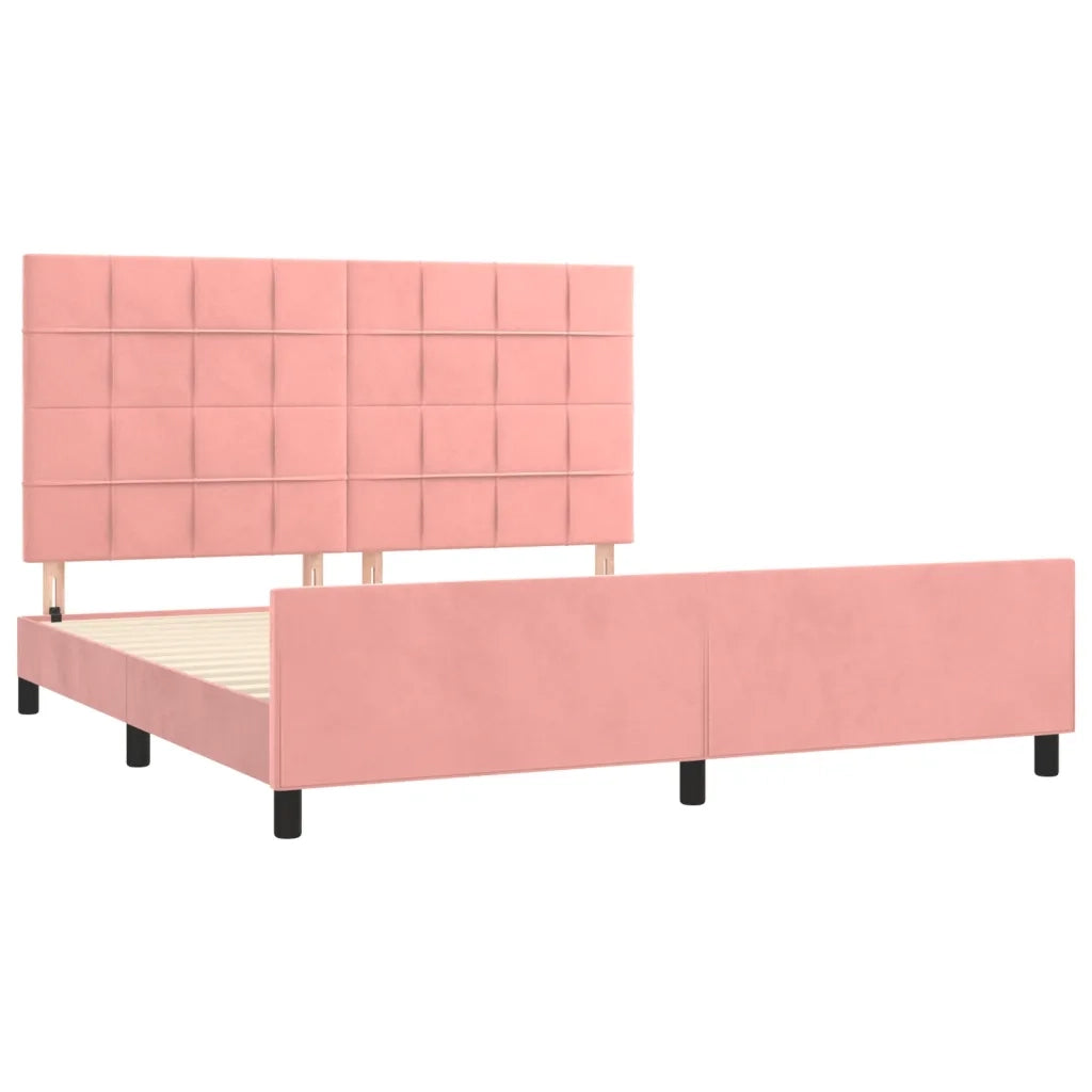Giroletto con Testiera Rosa 180x200 cm in Velluto 3125774
