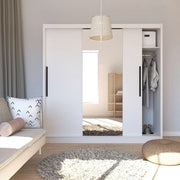Armadio Camera da Letto Lesitoto, Guardaroba Grande 5 Ripiani, 205x205h cm Bianco
