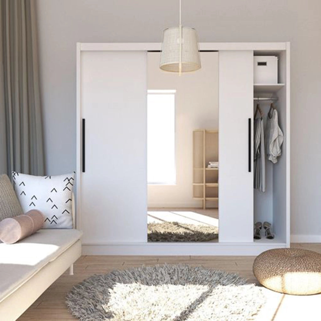 Armadio Camera da Letto Lesitoto, Guardaroba Grande 5 Ripiani, 205x205h cm Bianco