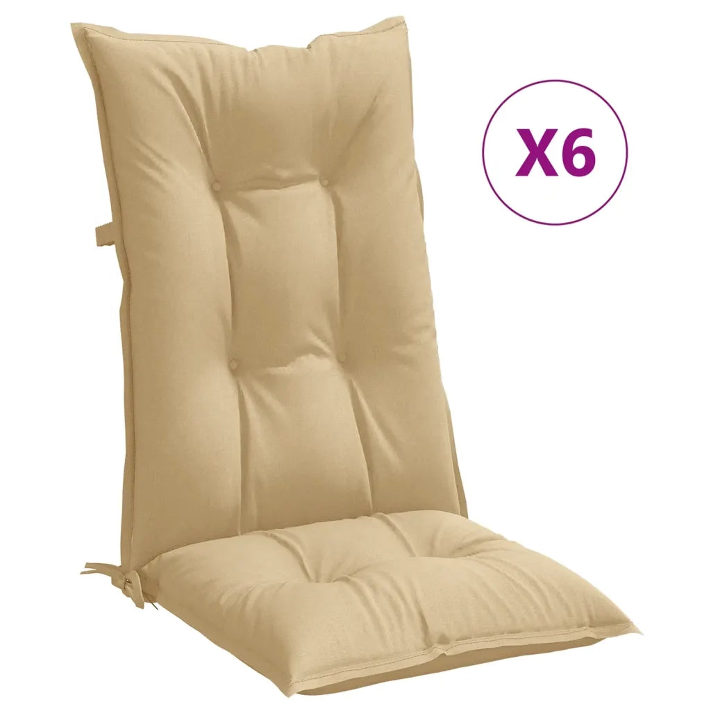 Cuscini Sedia Schiena Alta 6 Beige MÃ©lange 120x50x7 Tessuto