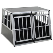 Trasportino per cani con doppia porta 94 x 88 x 69 cm alluminio e MDF nero 02_0000064