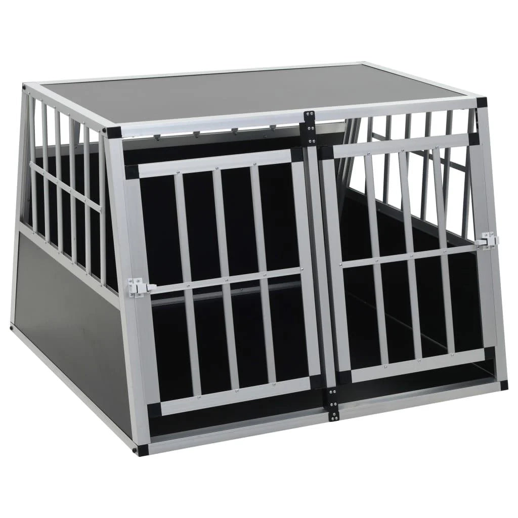 Trasportino per cani con doppia porta 94 x 88 x 69 cm alluminio e MDF nero 02_0000064