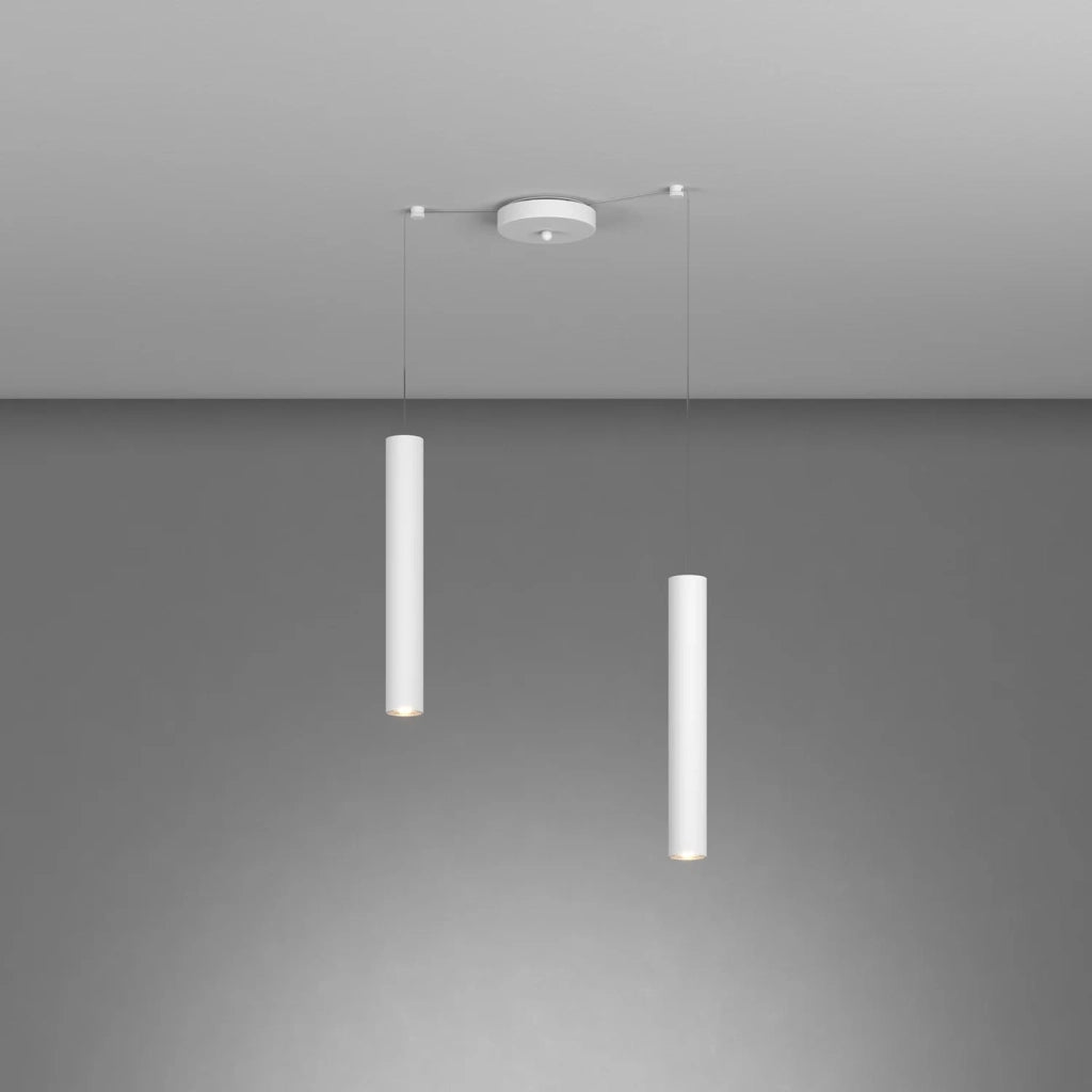Lampadario Industrial-Minimal Xeana Metallo Bianco 2 Luci Gu10