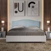 Letto matrimoniale senza rete 160x200 bianco frassino testata microfibra azzurro Grace