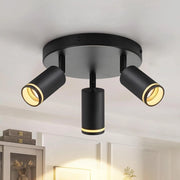 ZMH Faretto da soffitto Rotondo Nero 3 Luci GU10 Orientabile da Interno in Metallo per Corridoio Senza Lampadine