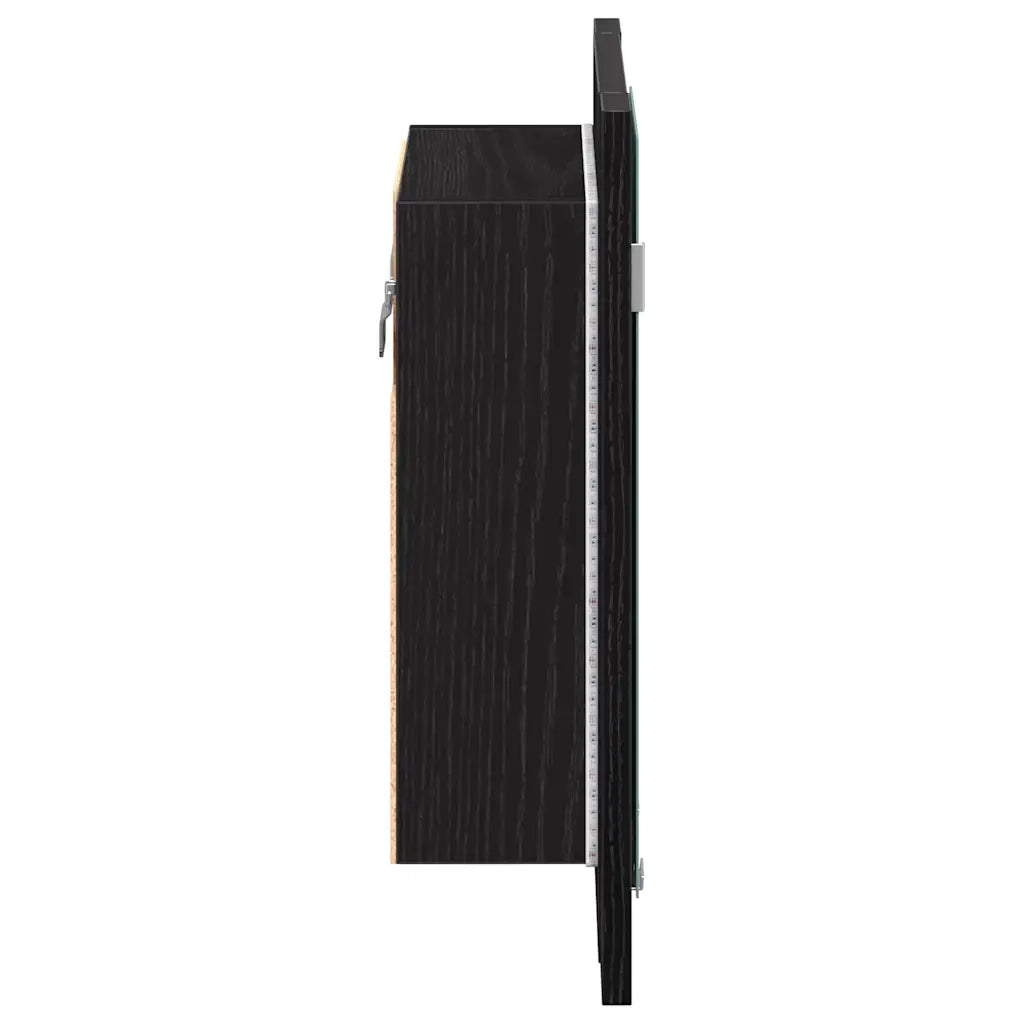 Mobiletto con specchio a LED per bagno Rovere Nero 40x12x45 cm in Legno Multistrato 862549