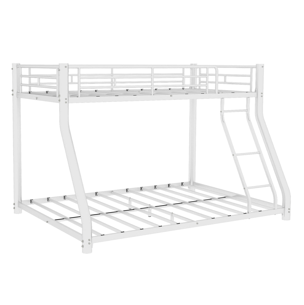 Letto a castello 90x190 cm e 140x190 cm con scala in ferro bianco