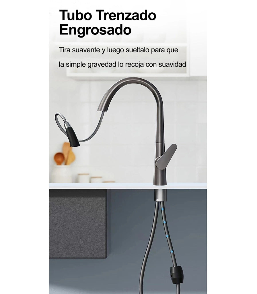 Rubinetto Cucina LH-8042 Collo di Cigno | Rame Massiccio | Estraibile 2 Modi