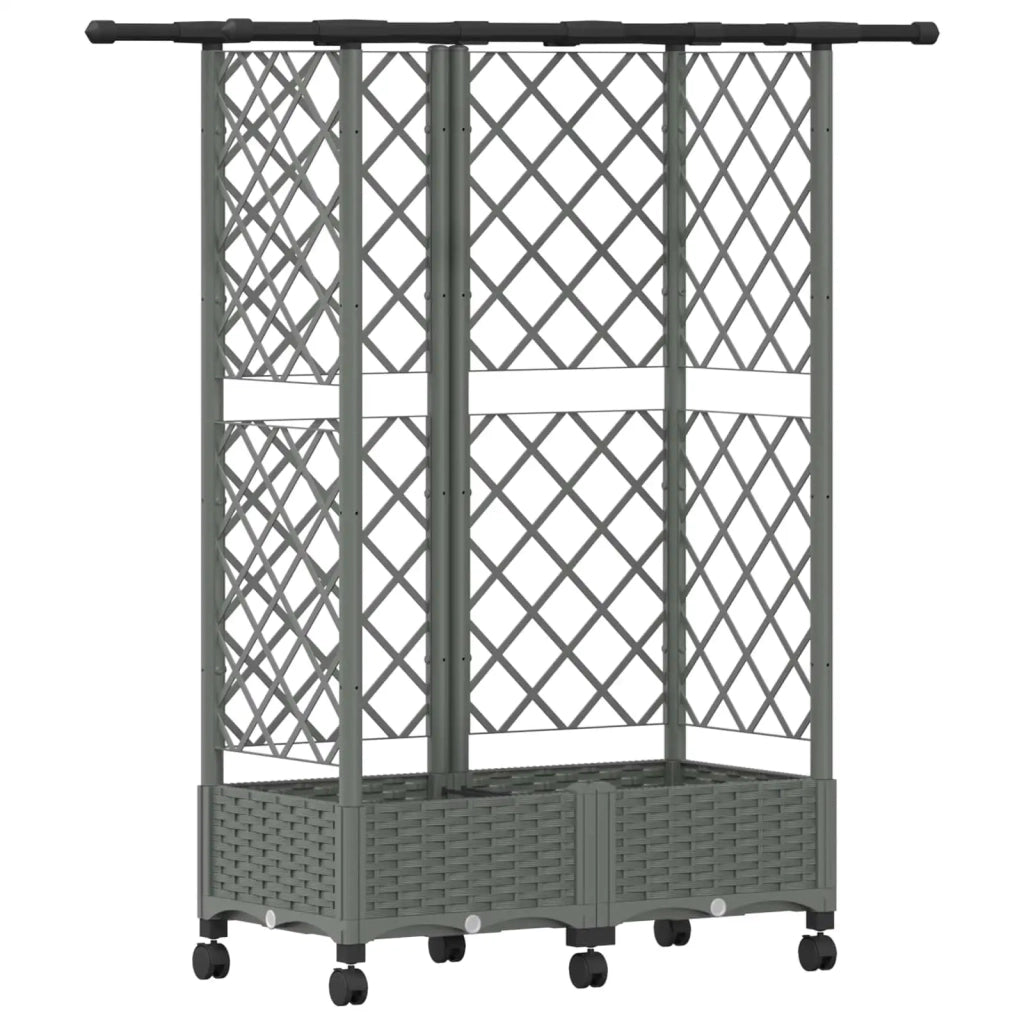 Letto Rialzato con Griglia e Tetto Grigio Chiaro PP 3423036