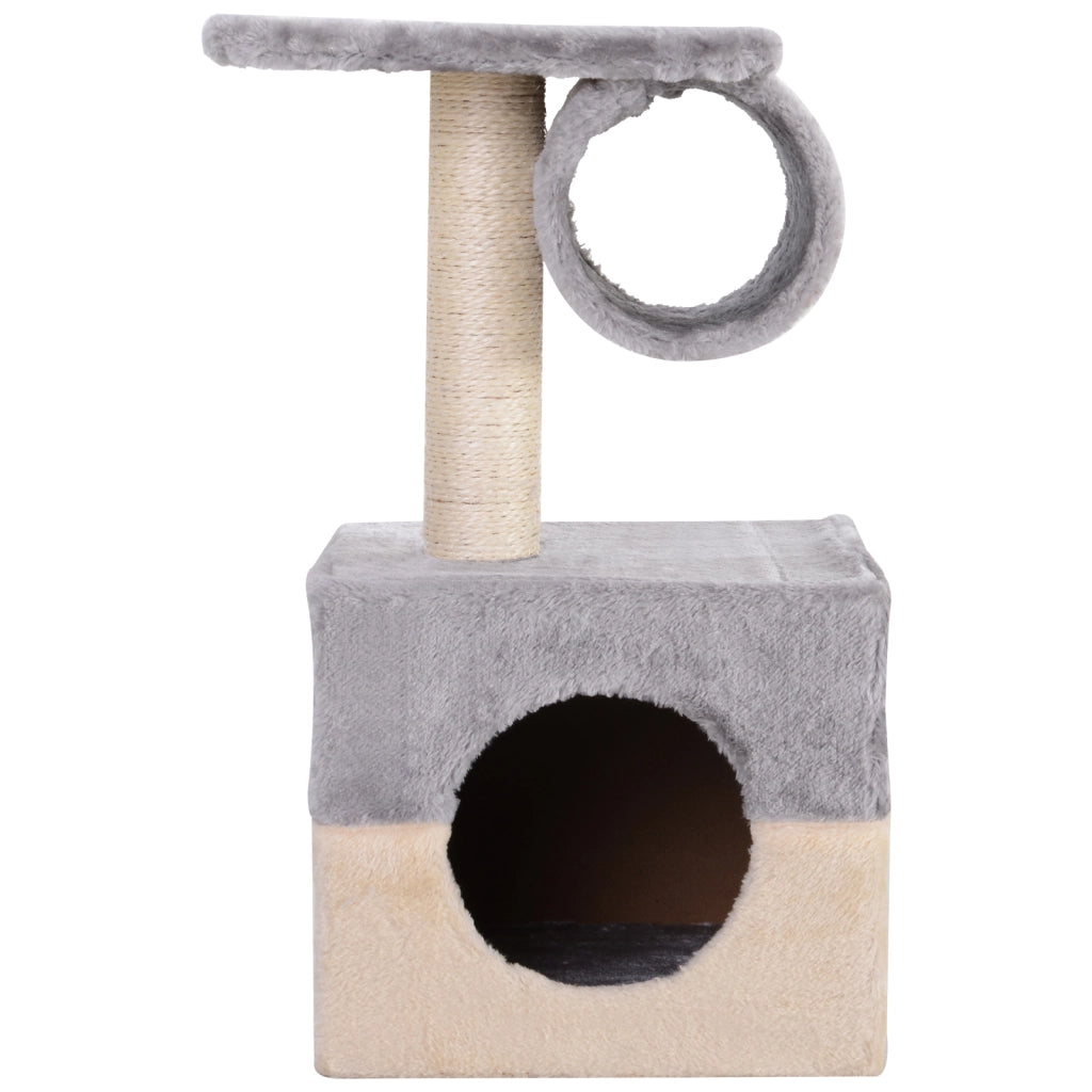 Albero per Gatti con Casetta e Posti ¨C Zephmum ¨C Grigio e Beige 31x31x58 cm
