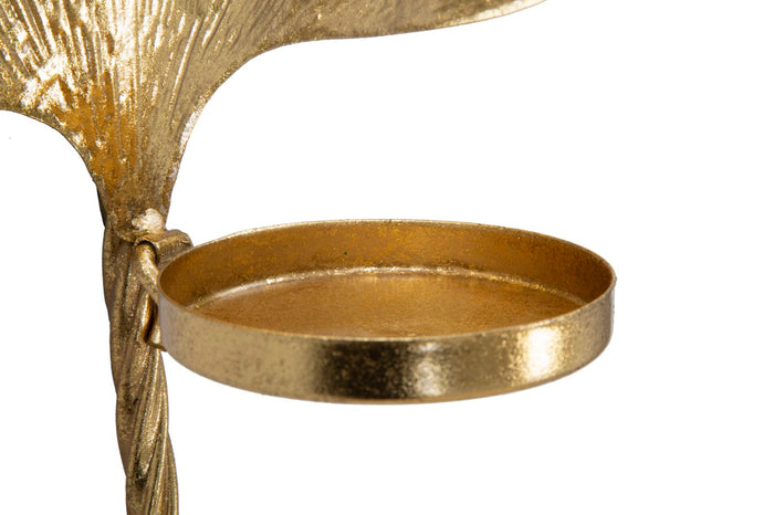 Portacandele da Muro Glam Leaf 41x11,5x40 cm in Ferro Oro