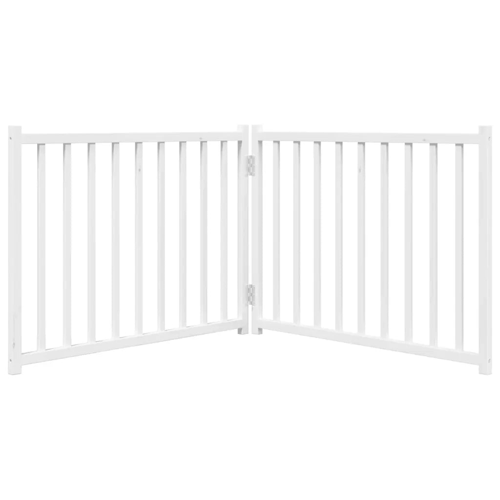 Cancello Cani Pieghevole 2 Pannelli Bianco 160cm Massello Abete 352280