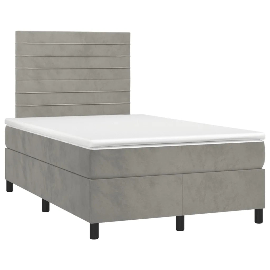 Letto a Molle Materasso e LED Grigio Chiaro 120x200 cm Velluto 3136173