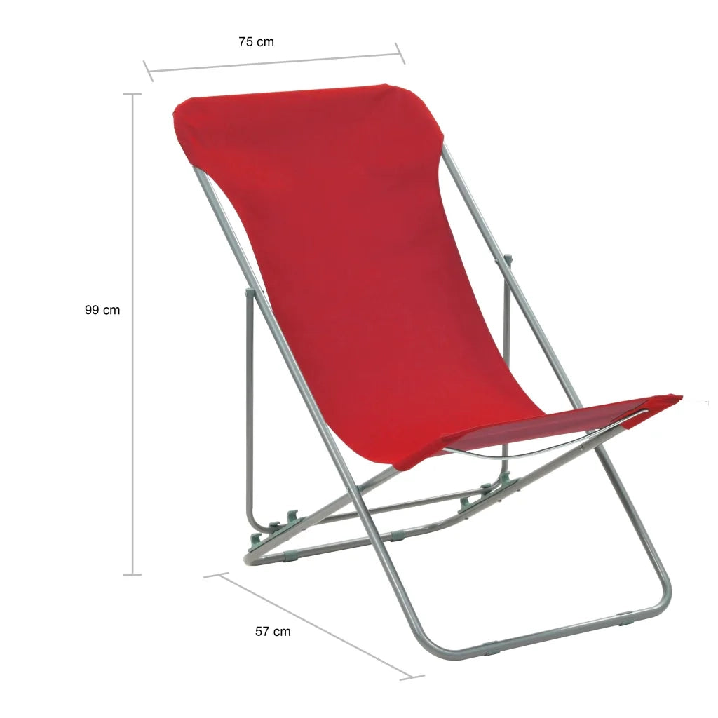 Sedia da Spiaggia Pieghevole 2 pz | Sedie da Esterno Acciaio Tessuto Oxford Rosso