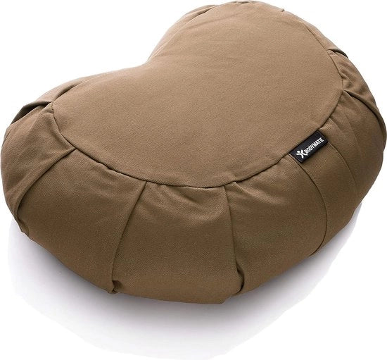 Yogakussen a forma di mezzaluna, 42 cm di lunghezza, 30 cm di larghezza e 15 cm di altezza, con imbottitura di avena e segale, copertura lavabile a macchina in cotone 100% extra spesso, cuscino meditativo, cuscino da sedere.