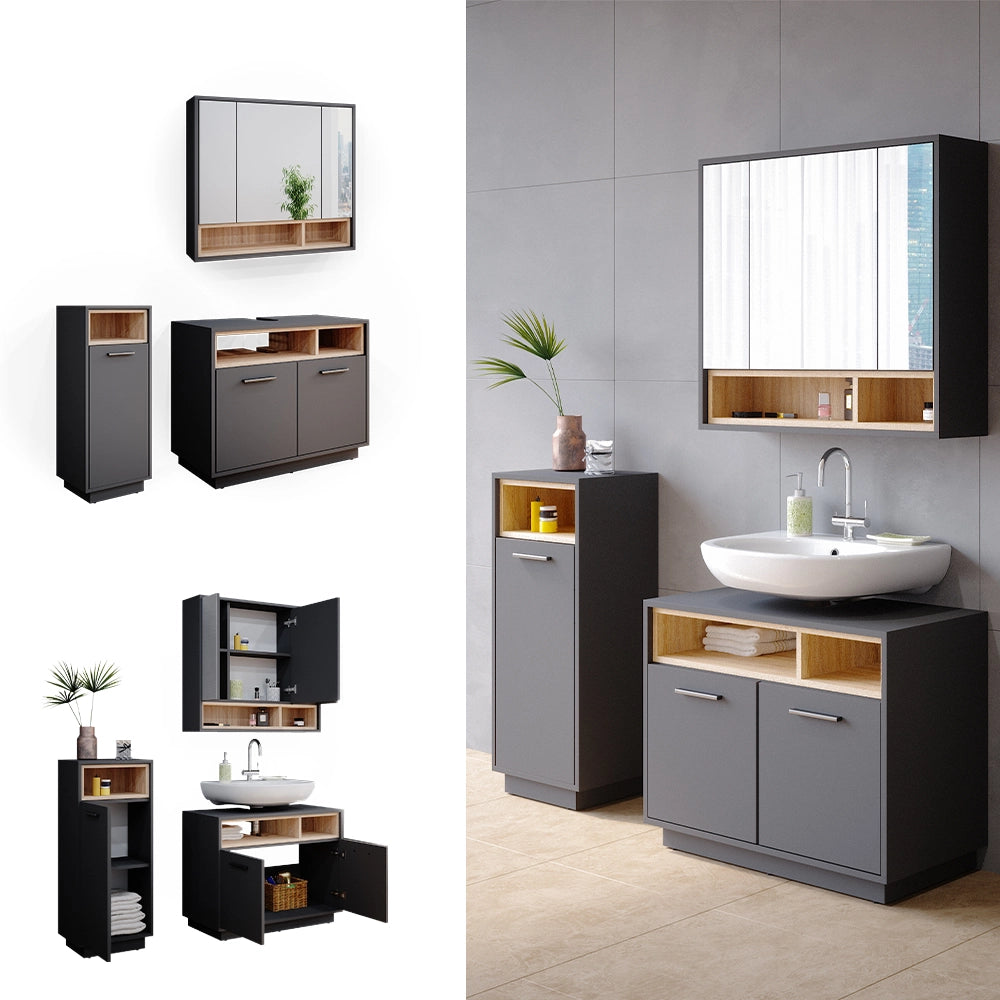 Vicco Set mobili bagno Antracite 3 parti