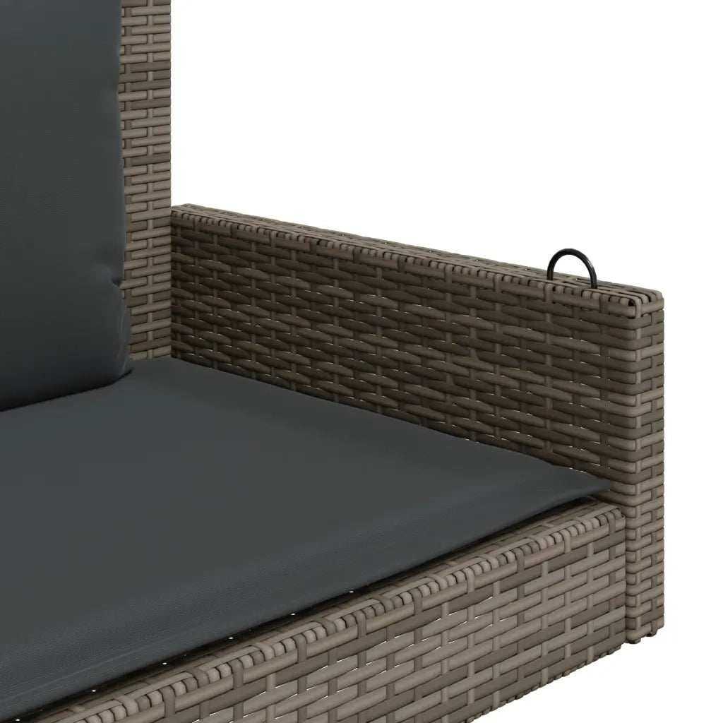 Panca da Giardino | Panchina Dondolo con Cuscini Grigia 119x56x48 cm in Polyrattan