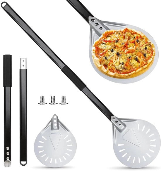 Spazzola per pizza a forma rotonda - forata - 80 cm - alluminio - 7 pollici