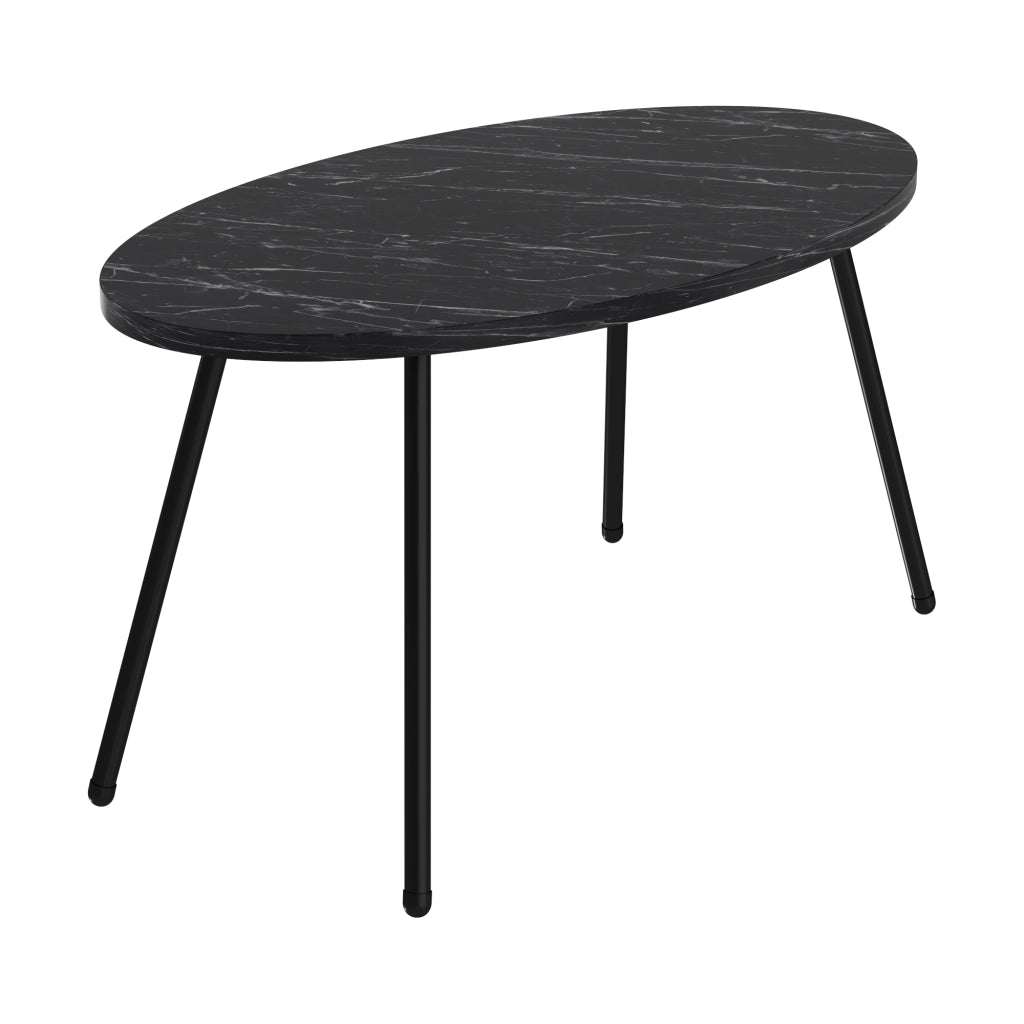 Tavolino Basso da caffè 'Skærbæk' (AxLxP) 43 x 90 x 50 cm Tavolino da Salotto con Piano Ovale Marmo Nero [en.casa]