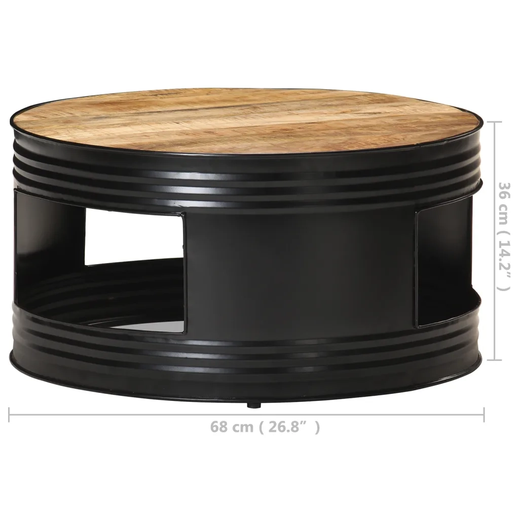 Tavolino da CaffÃ¨ Nero 68x68x36 cm in Massello di Mango Grezzo cod mxl 20592