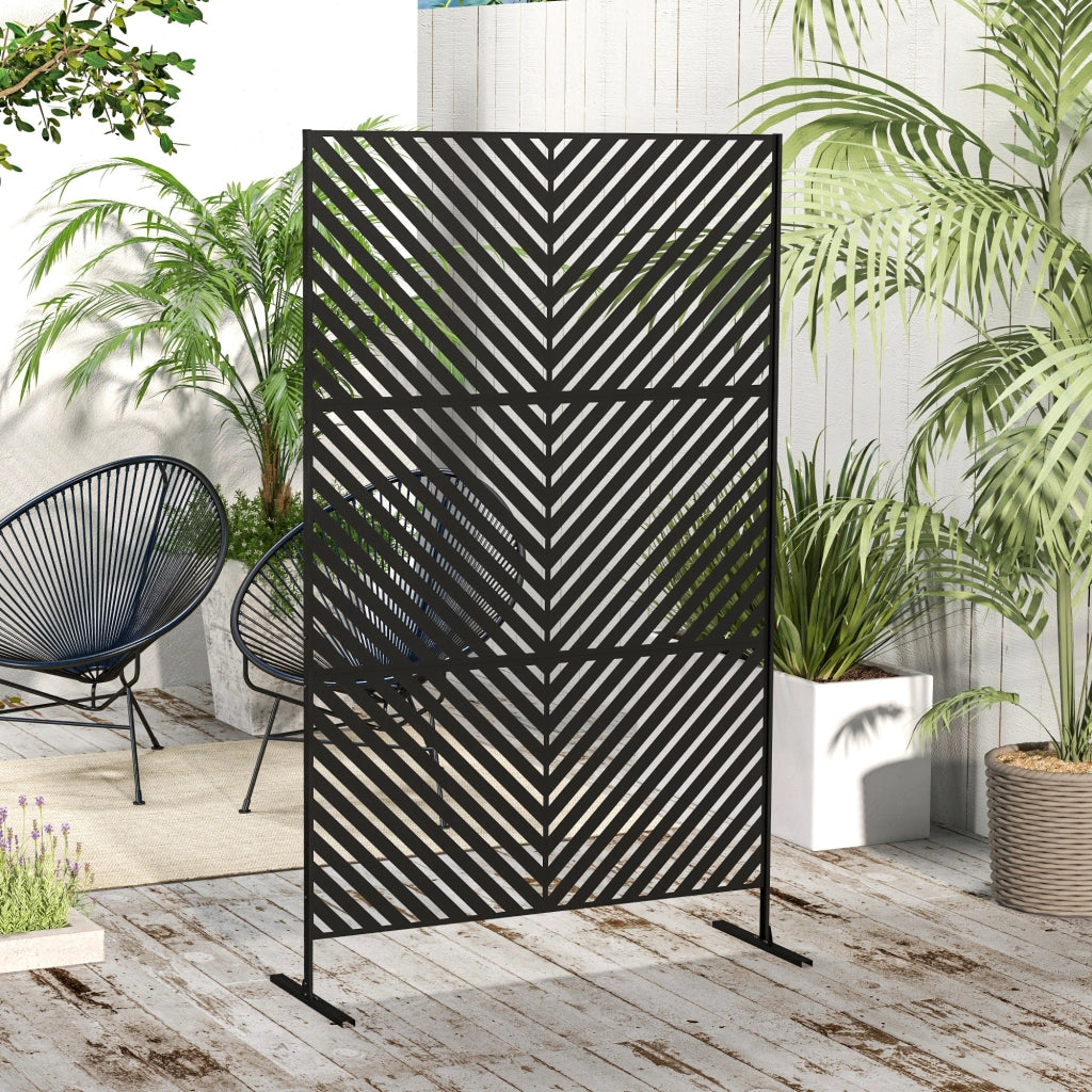 Paravento Esterno Geometrico in Metallo Nero ¨C zephmum ¨C 122x45x198 cm