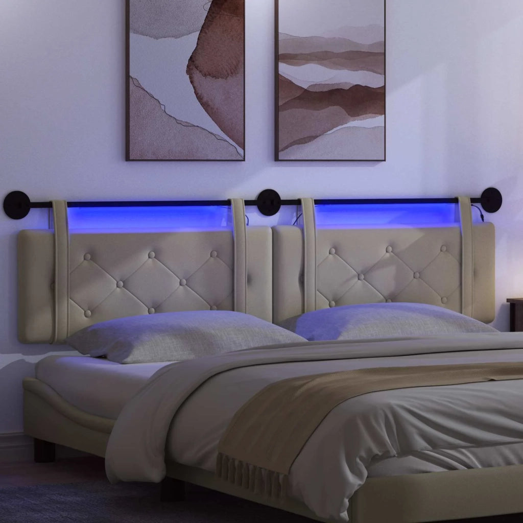 Testiera sospesa Con luce LED Crema Similpelle 3424260