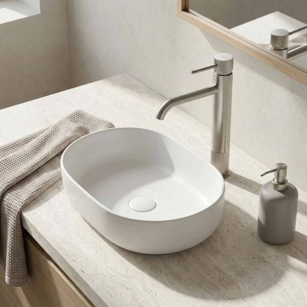 Rubinetto Da Bagno Rea Lungo Stripe Brush Nickel