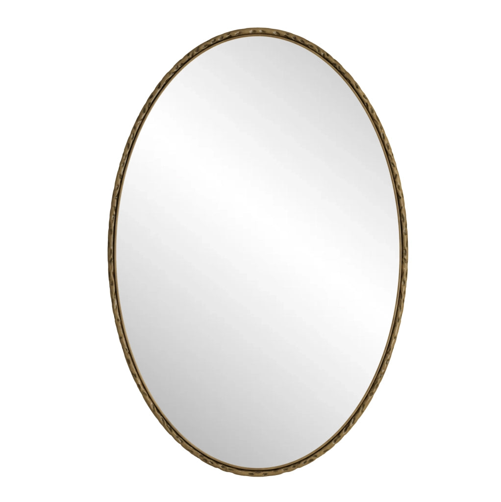 Specchio ovale retrò 65 x 100 cm in vetro, ferro e MDF, dorato, da parete
