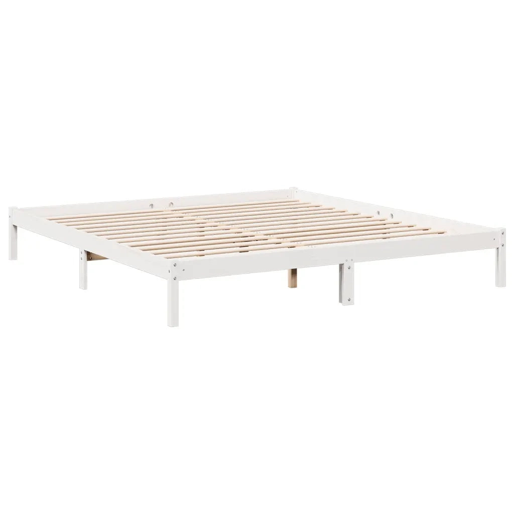 Letto Extra Lungo senza Materasso Bianco 200x220 cm in Pino 852427