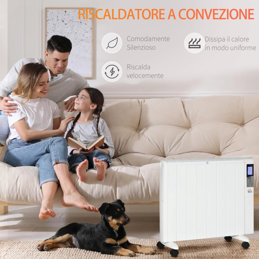 Stufetta Elettrica da 1000/2000W con Timer e Impostazioni di Calore per Stanze max 15 m2, 75x31x66.5 cm, Bianco
