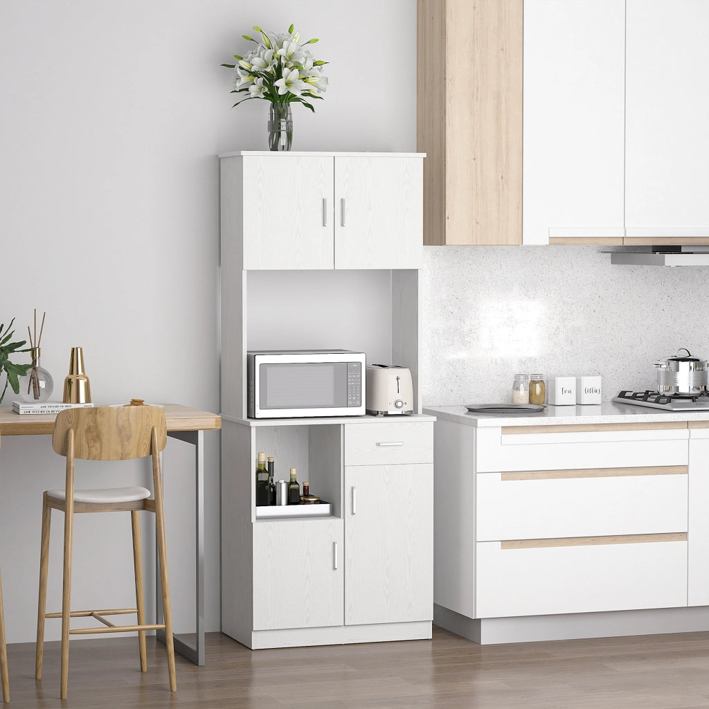 Armadio da Cucina ¨C zephmum ¨C Bianco 71x41x178 cm con Cassetto e Ripiano