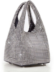 Clutches per donne - borse da sera scintillanti con pietre di strass che scintillano, borse da mano portatile per feste, gala e matrimoni, argento, unico modello