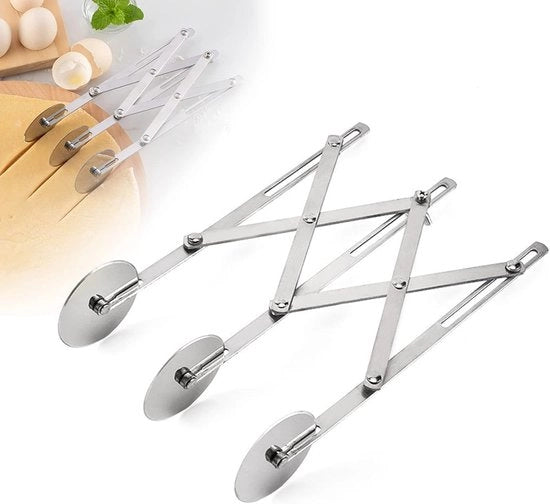Taglierino per pizza a 3 ruote - RVS - Taglierino per pizza adattabile - Taglierino multi-circolare per impasto - Per biscotti - Impasto - Partition