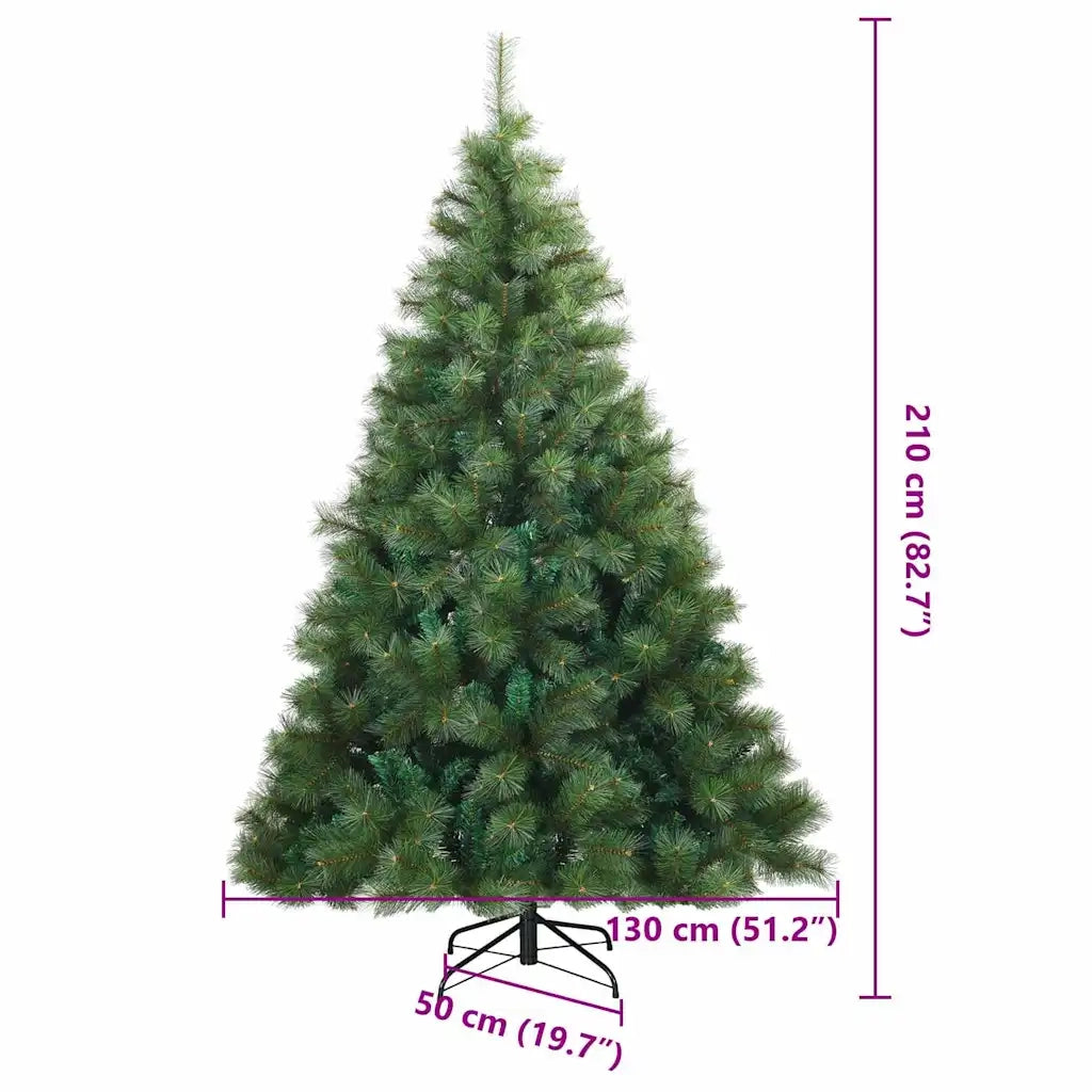 Albero di Natale Artificiale con Rami Pieghevoli Verde 210 cm