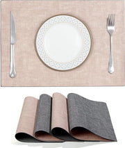 Set di tovaglie in pelle per tavolo da 4 pezzi - 43cm x 30cm - materiale PU - impermeabile - resistente al calore - per tavolo da pranzo e cucina