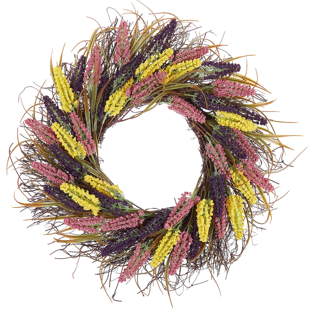 Ghirlanda Porta Multicolore Fatto A Mano Decorativo Fiore Artificiale Rotondo 50 cm Tavolo Decorazione Parete Stile Rustico Tradizionale