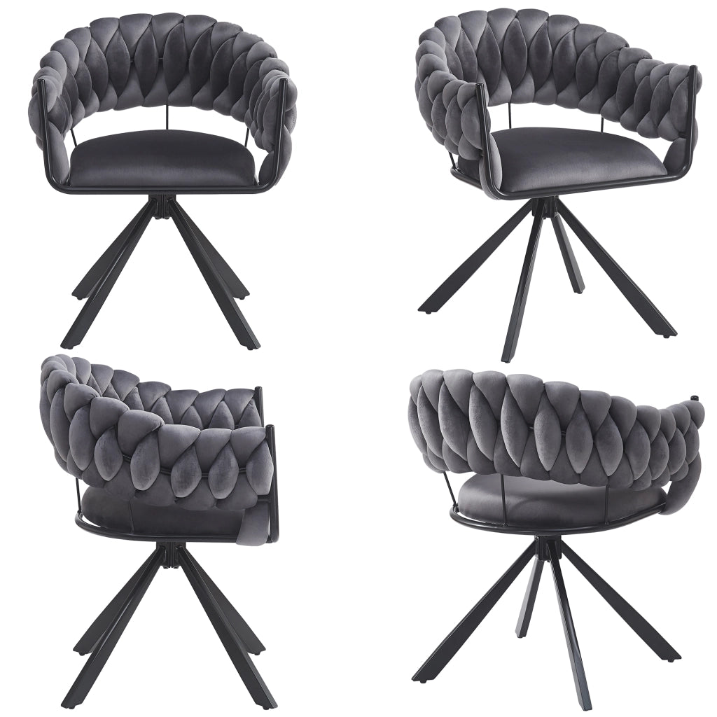 Sedia da Pranzo in Velluto con Gambe in Metallo ¨C MINIMAL ¨C Grigio, Set 4 Pezzi