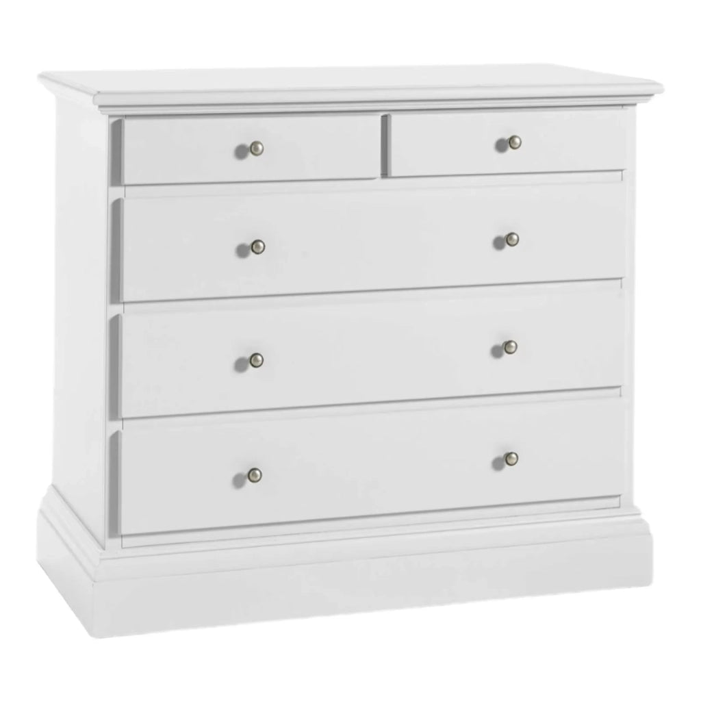 Cassettiera 5 cassetti classica shabby bianco 117x51x101 (6070) - Mobili 2G