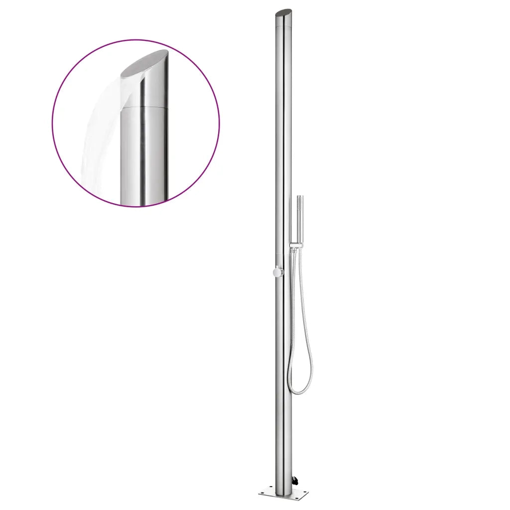 Doccia da Giardino con Base Grigia 225 cm in Acciaio Inox 3070785