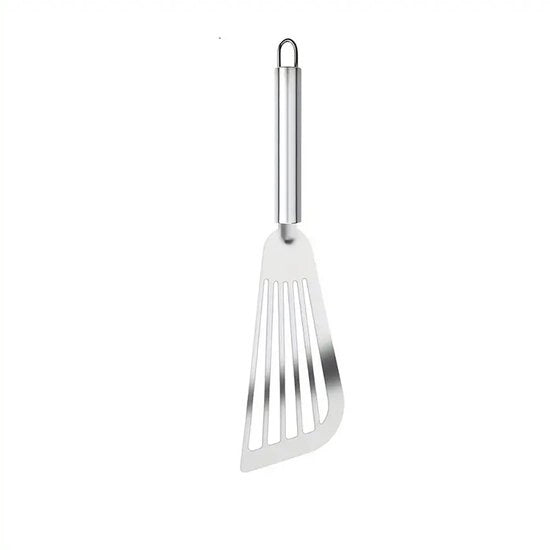 Spada a stantuffo in acciaio inossidabile con manico ovale, ideale per girare pesce, carne e uova, lavastoviglie, 29 cm.