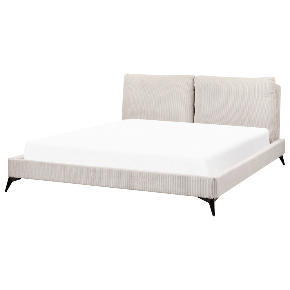 Letto imbottito moderno in velluto a coste beige 180 x 200 cm moderno elegante
