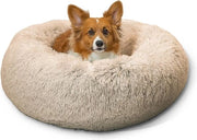 Cuscino per Cani - Cuscino Donut per Cani e Gatti - Beige - 76 x 76 cm - Lavabile in Macchina Copertura Rimovibile con Cerniera - M