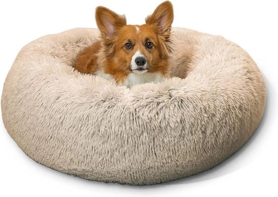 Cuscino per Cani - Cuscino Donut per Cani e Gatti - Beige - 76 x 76 cm - Lavabile in Macchina Copertura Rimovibile con Cerniera - M