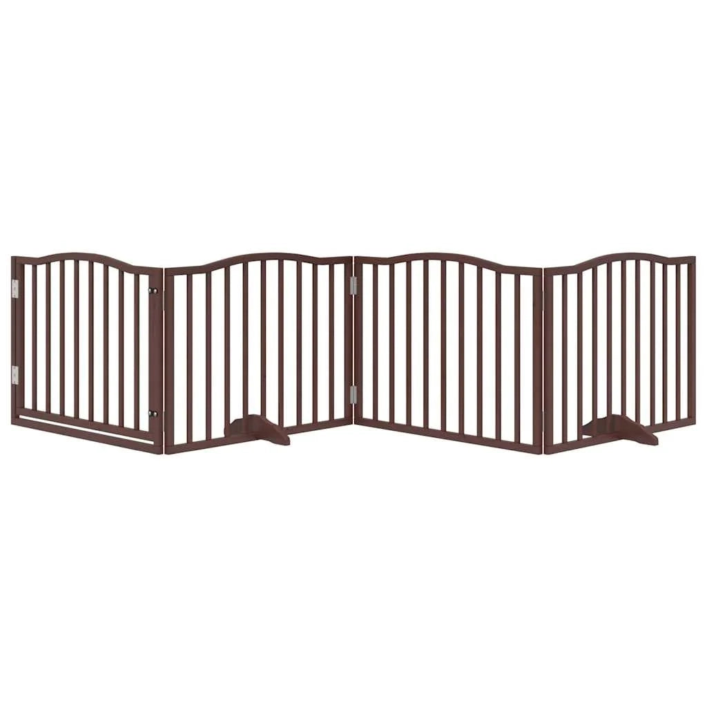 Cancelletto di sicurezza per cani con porta in legno di pioppo marrone a 4 pannelli 02_0023304