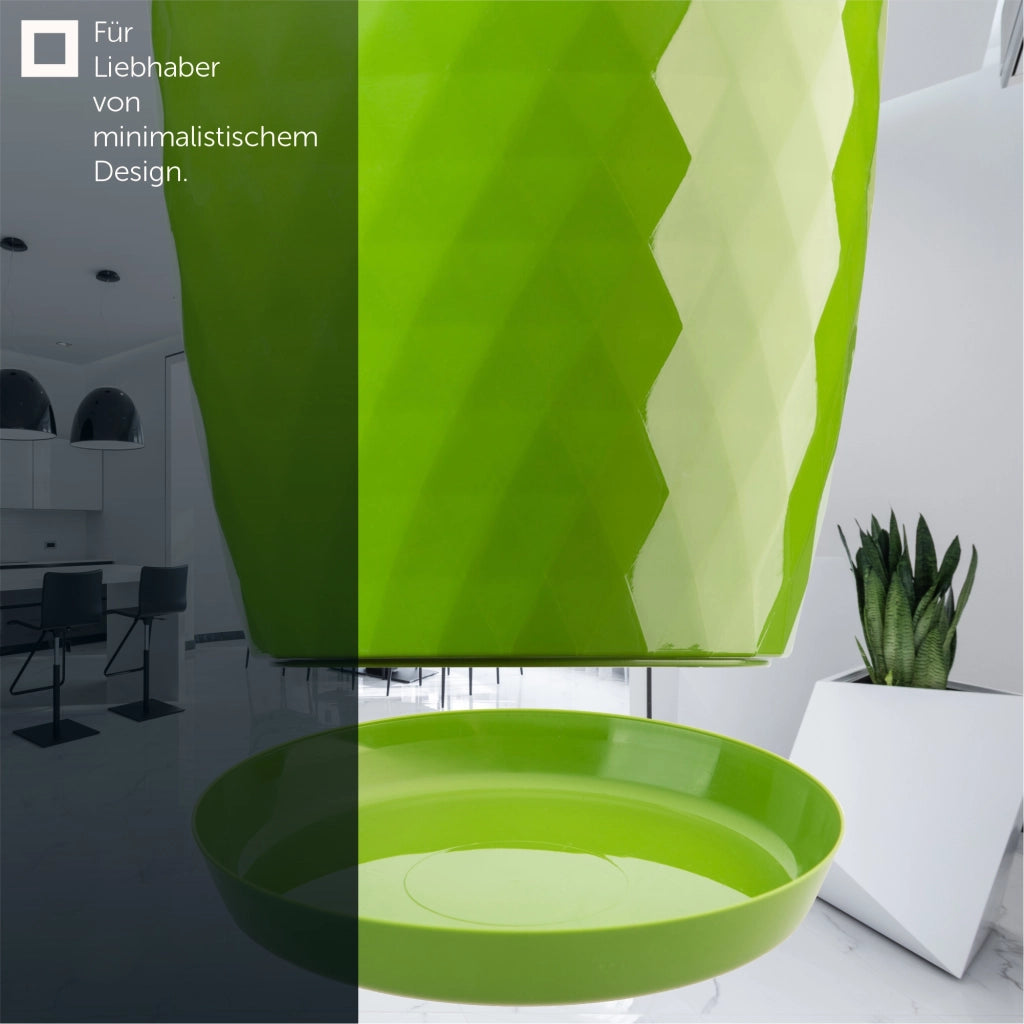 Vaso da fiori in plastica KADAX con supporto e coperchio, 12 cm, verde.
