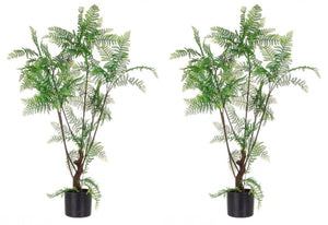 Set 2 Piante Artificiali di Felce 108 h in Plastica con Vasi Verde