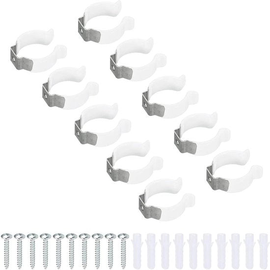 Set di 10 Clip T10 per LED Lampade Montaggio RVS - Flessi di Tubo Lampada - Tool di Montaggio - Bianco - Previene la Sfondramento